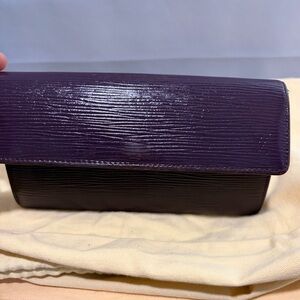 LV Louis Vuitton RARE Cassis Purple & Magenta Epi Leather long wallet.